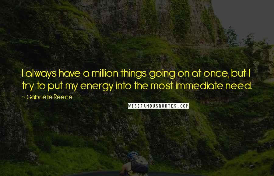 Gabrielle Reece Quotes: I always have a million things going on at once, but I try to put my energy into the most immediate need.