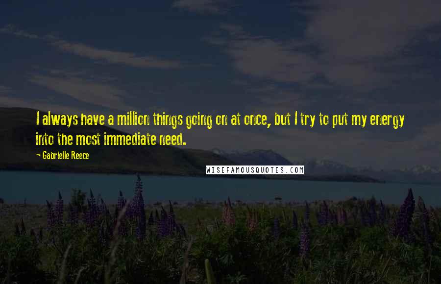 Gabrielle Reece Quotes: I always have a million things going on at once, but I try to put my energy into the most immediate need.