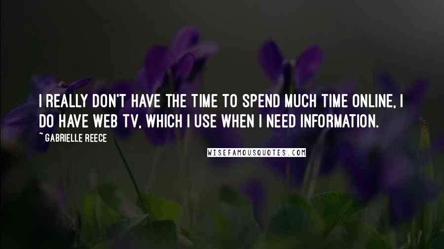 Gabrielle Reece Quotes: I really don't have the time to spend much time online, I do have web tv, which I use when I need information.