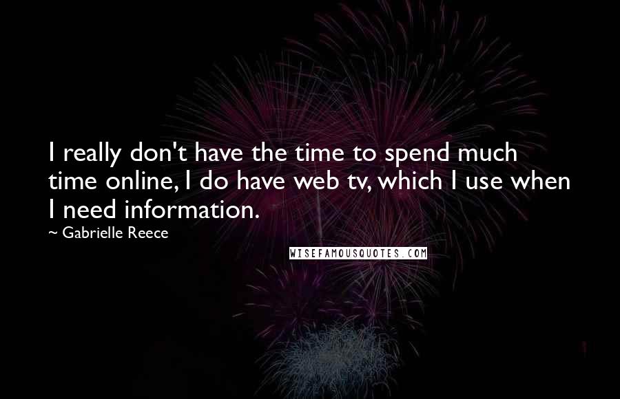 Gabrielle Reece Quotes: I really don't have the time to spend much time online, I do have web tv, which I use when I need information.