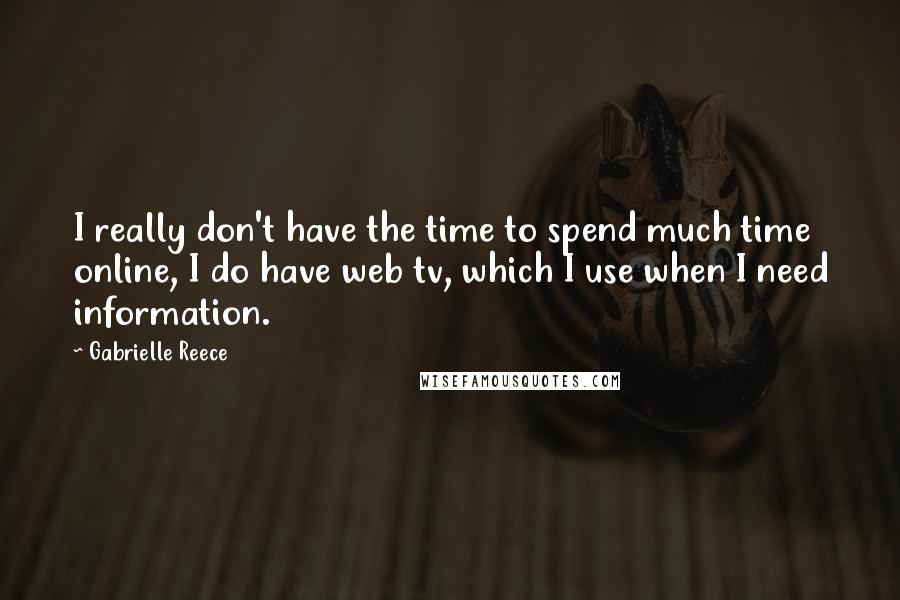 Gabrielle Reece Quotes: I really don't have the time to spend much time online, I do have web tv, which I use when I need information.