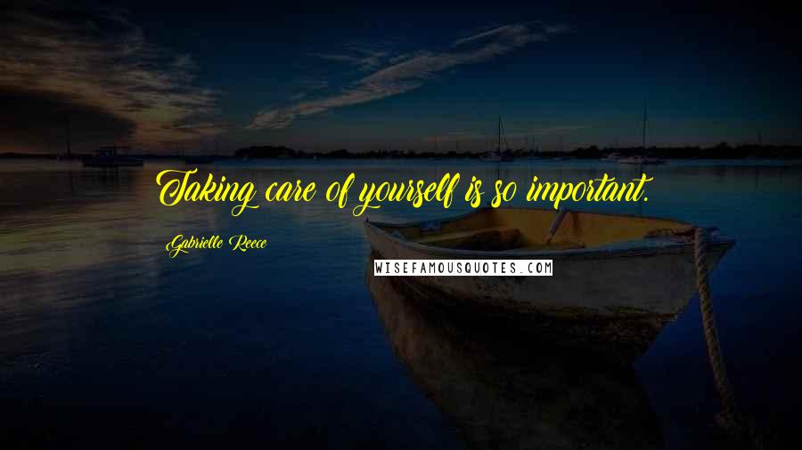 Gabrielle Reece Quotes: Taking care of yourself is so important.