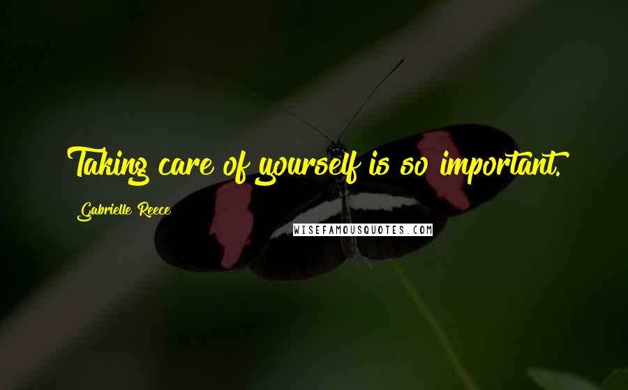 Gabrielle Reece Quotes: Taking care of yourself is so important.