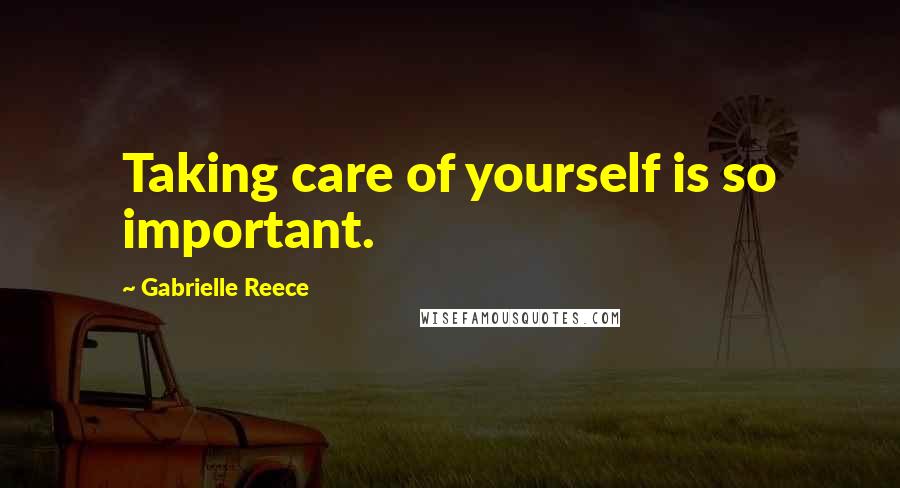 Gabrielle Reece Quotes: Taking care of yourself is so important.