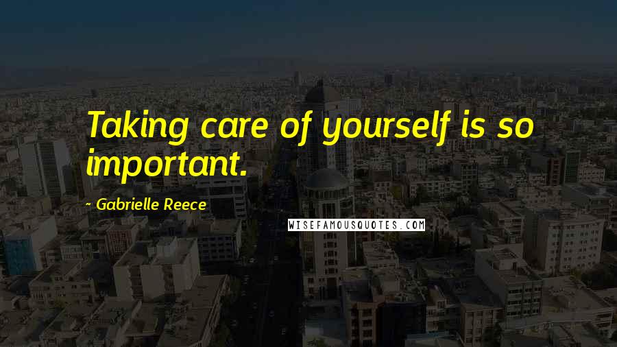 Gabrielle Reece Quotes: Taking care of yourself is so important.