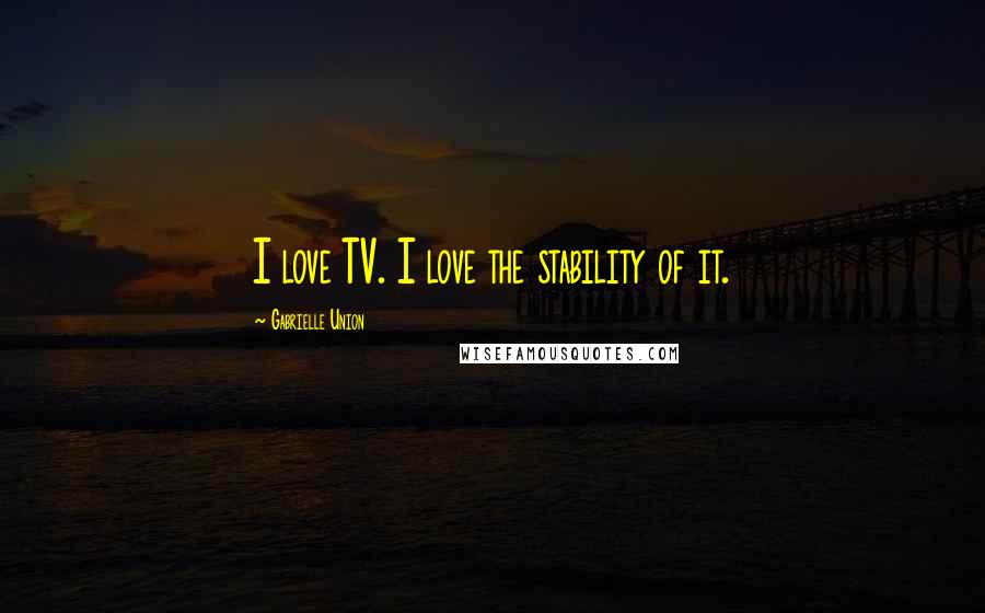 Gabrielle Union Quotes: I love TV. I love the stability of it.
