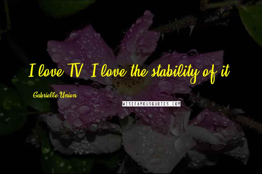 Gabrielle Union Quotes: I love TV. I love the stability of it.