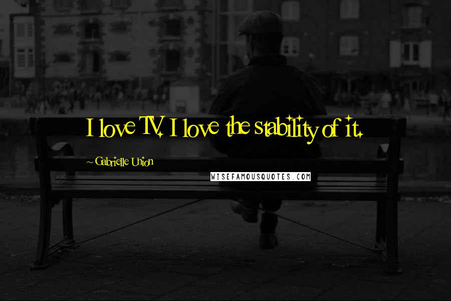 Gabrielle Union Quotes: I love TV. I love the stability of it.