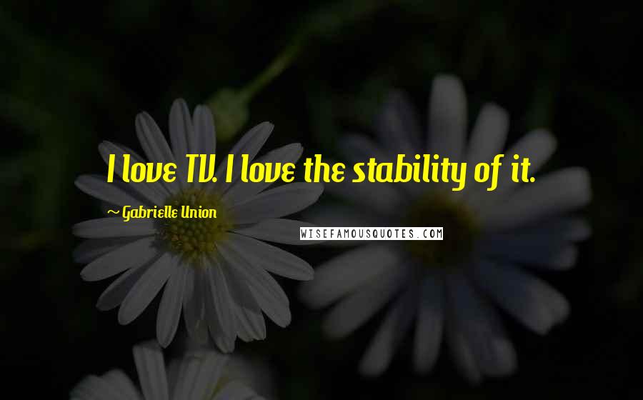 Gabrielle Union Quotes: I love TV. I love the stability of it.