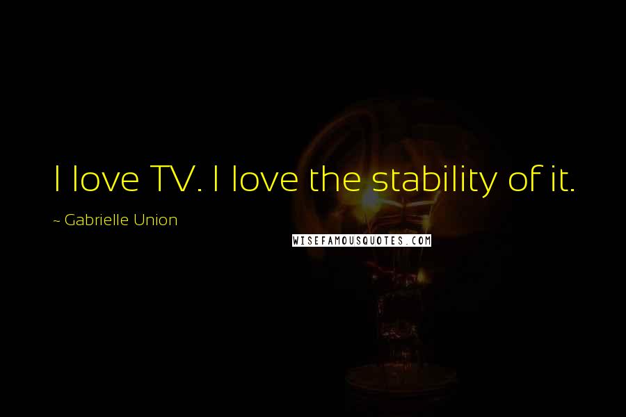 Gabrielle Union Quotes: I love TV. I love the stability of it.
