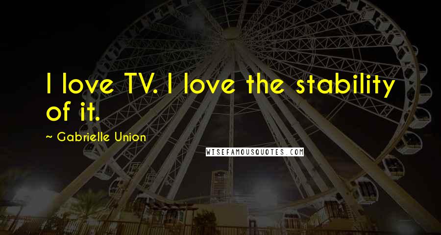 Gabrielle Union Quotes: I love TV. I love the stability of it.