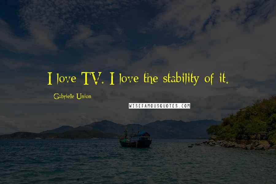 Gabrielle Union Quotes: I love TV. I love the stability of it.