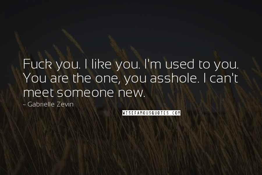 Gabrielle Zevin Quotes: Fuck you. I like you. I'm used to you. You are the one, you asshole. I can't meet someone new.