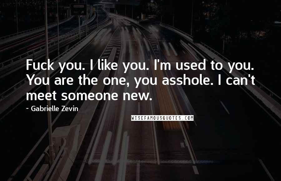 Gabrielle Zevin Quotes: Fuck you. I like you. I'm used to you. You are the one, you asshole. I can't meet someone new.