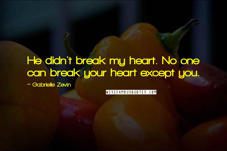 Gabrielle Zevin Quotes: He didn't break my heart. No one can break your heart except you.