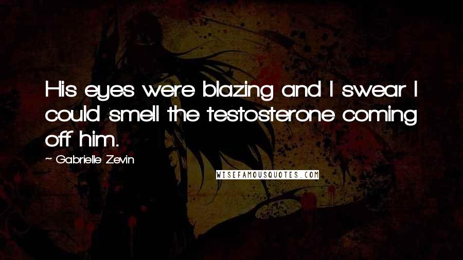 Gabrielle Zevin Quotes: His eyes were blazing and I swear I could smell the testosterone coming off him.