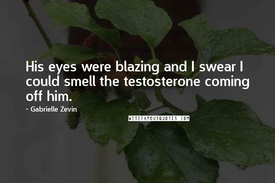 Gabrielle Zevin Quotes: His eyes were blazing and I swear I could smell the testosterone coming off him.