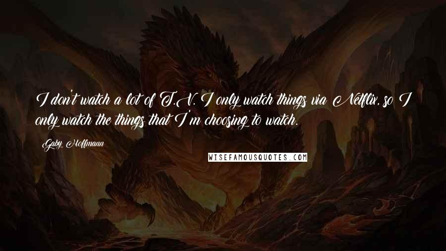 Gaby Hoffmann Quotes: I don't watch a lot of T.V. I only watch things via Netflix, so I only watch the things that I'm choosing to watch.