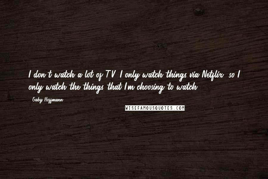 Gaby Hoffmann Quotes: I don't watch a lot of T.V. I only watch things via Netflix, so I only watch the things that I'm choosing to watch.