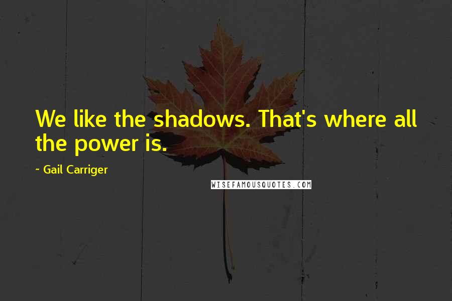 Gail Carriger Quotes: We like the shadows. That's where all the power is.