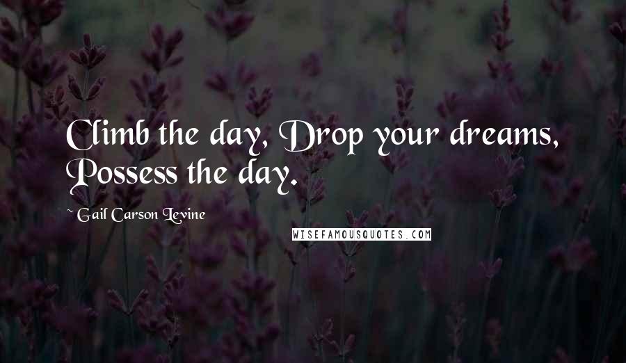 Gail Carson Levine Quotes: Climb the day, Drop your dreams, Possess the day.