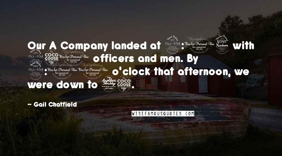 Gail Chatfield Quotes: Our A Company landed at 9:03 with 250 officers and men. By 2:00 o'clock that afternoon, we were down to 75.