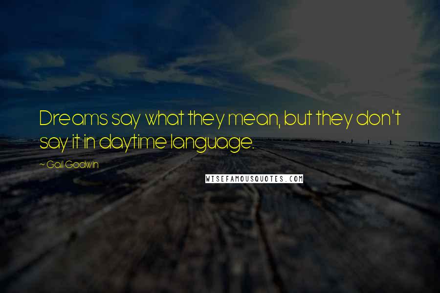 Gail Godwin Quotes: Dreams say what they mean, but they don't say it in daytime language.