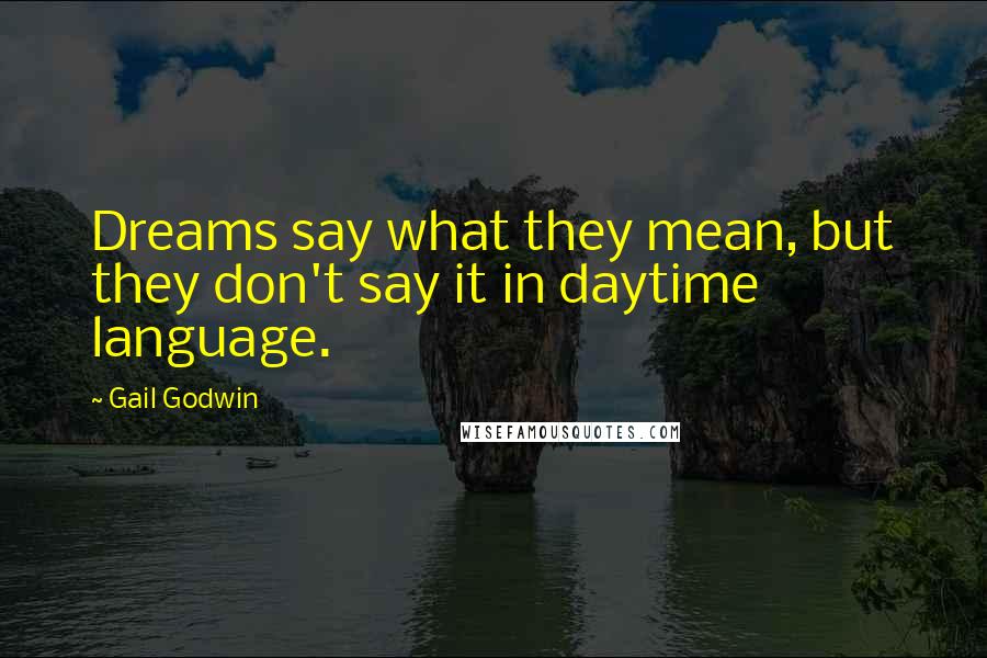 Gail Godwin Quotes: Dreams say what they mean, but they don't say it in daytime language.