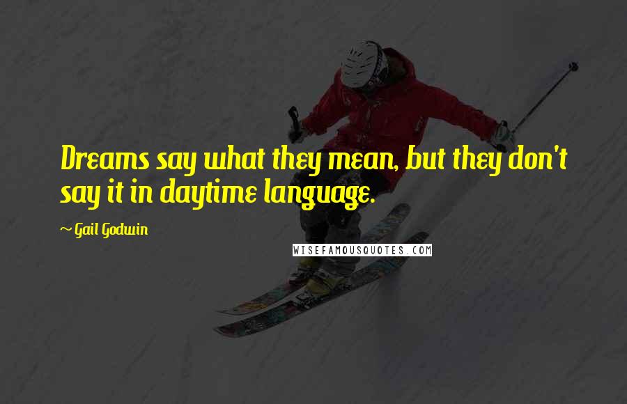 Gail Godwin Quotes: Dreams say what they mean, but they don't say it in daytime language.