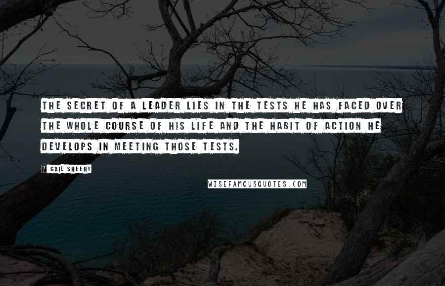 Gail Sheehy Quotes: The secret of a leader lies in the tests he has faced over the whole course of his life and the habit of action he develops in meeting those tests.