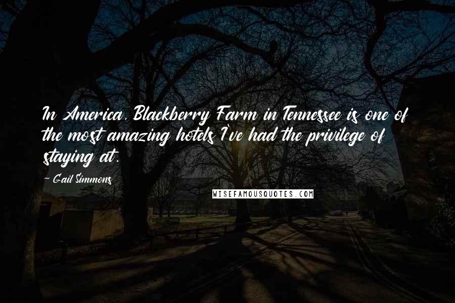 Gail Simmons Quotes: In America, Blackberry Farm in Tennessee is one of the most amazing hotels I've had the privilege of staying at.