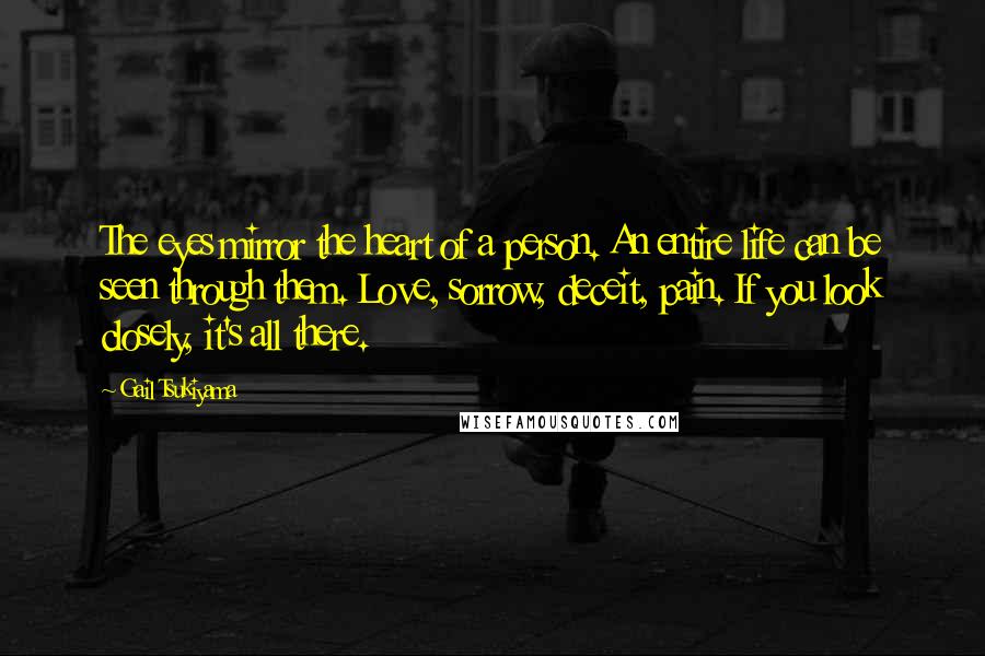 Gail Tsukiyama Quotes: The eyes mirror the heart of a person. An entire life can be seen through them. Love, sorrow, deceit, pain. If you look closely, it's all there.