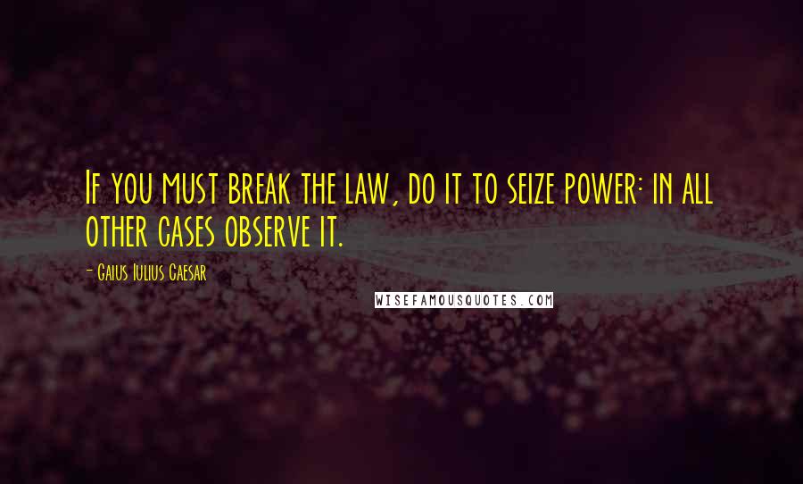 Gaius Iulius Caesar Quotes: If you must break the law, do it to seize power: in all other cases observe it.