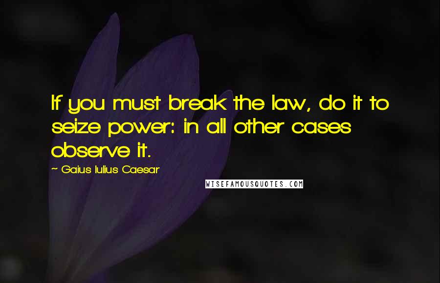 Gaius Iulius Caesar Quotes: If you must break the law, do it to seize power: in all other cases observe it.