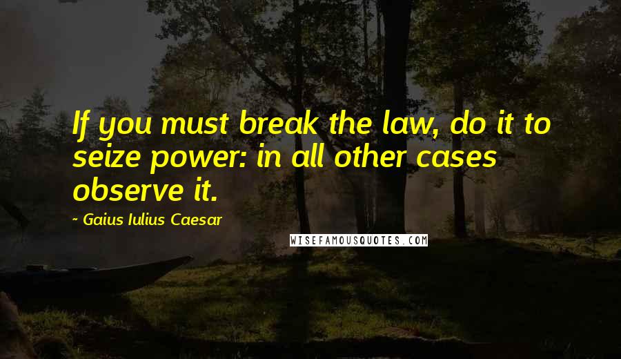 Gaius Iulius Caesar Quotes: If you must break the law, do it to seize power: in all other cases observe it.
