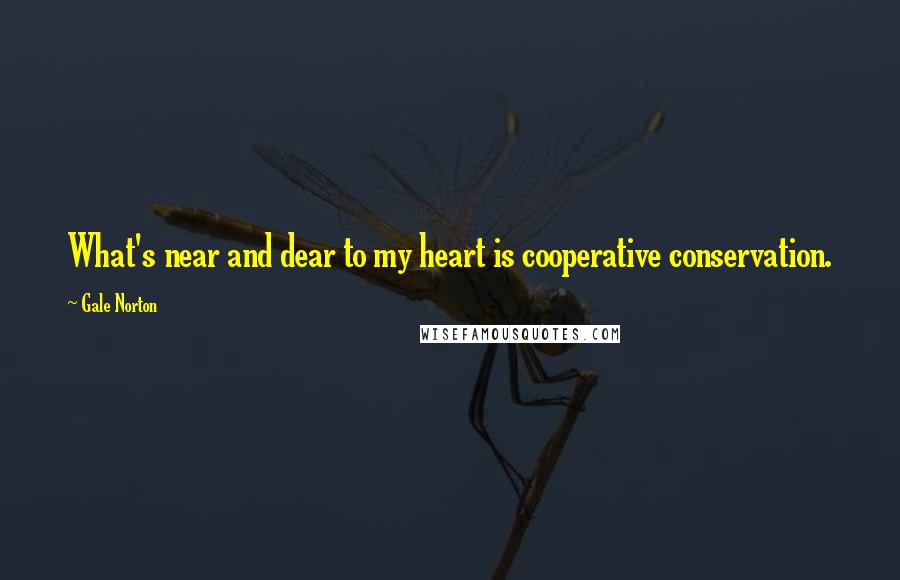 Gale Norton Quotes: What's near and dear to my heart is cooperative conservation.