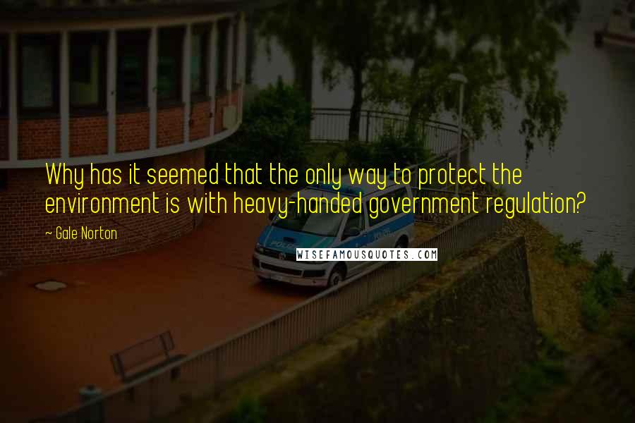 Gale Norton Quotes: Why has it seemed that the only way to protect the environment is with heavy-handed government regulation?