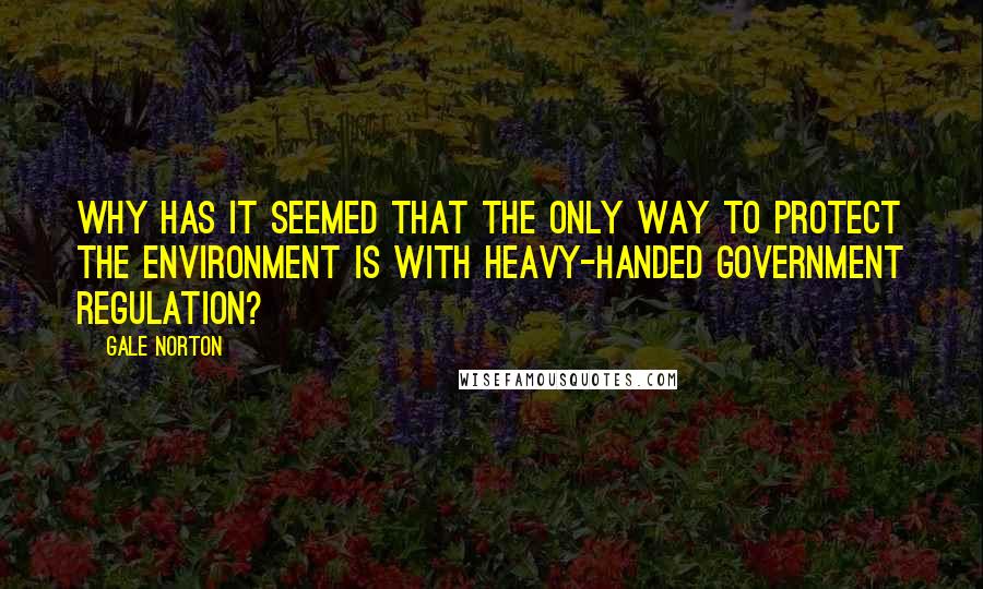 Gale Norton Quotes: Why has it seemed that the only way to protect the environment is with heavy-handed government regulation?