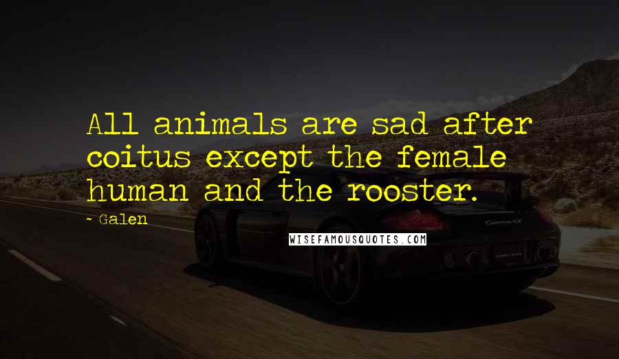 Galen Quotes: All animals are sad after coitus except the female human and the rooster.