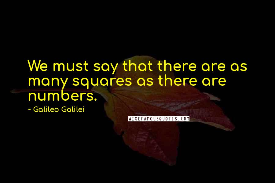 Galileo Galilei Quotes: We must say that there are as many squares as there are numbers.