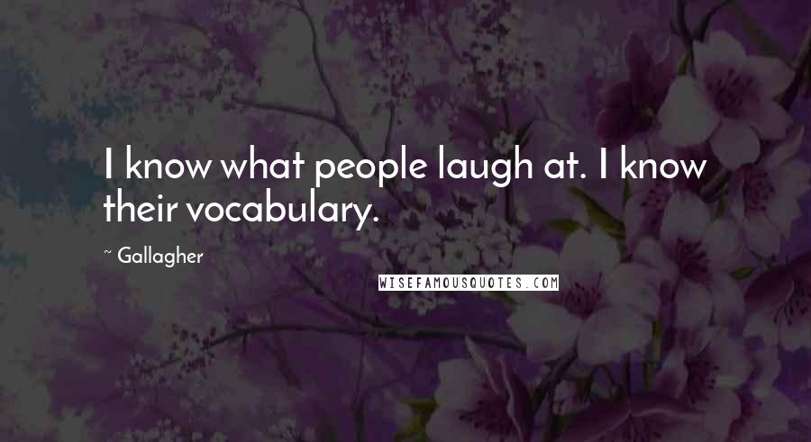 Gallagher Quotes: I know what people laugh at. I know their vocabulary.