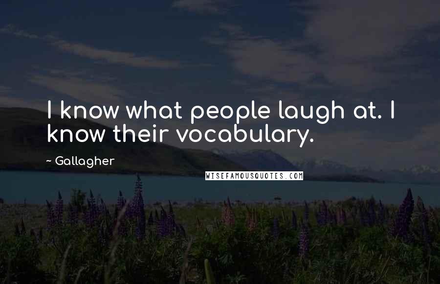 Gallagher Quotes: I know what people laugh at. I know their vocabulary.