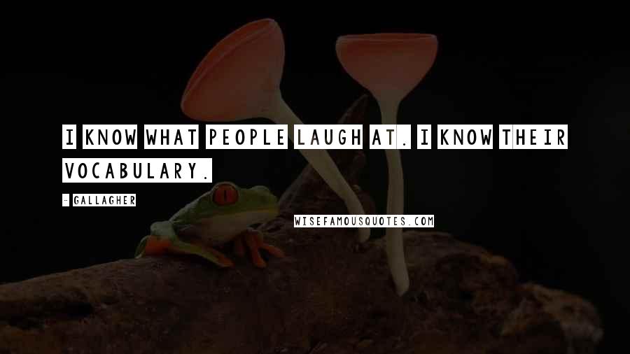 Gallagher Quotes: I know what people laugh at. I know their vocabulary.