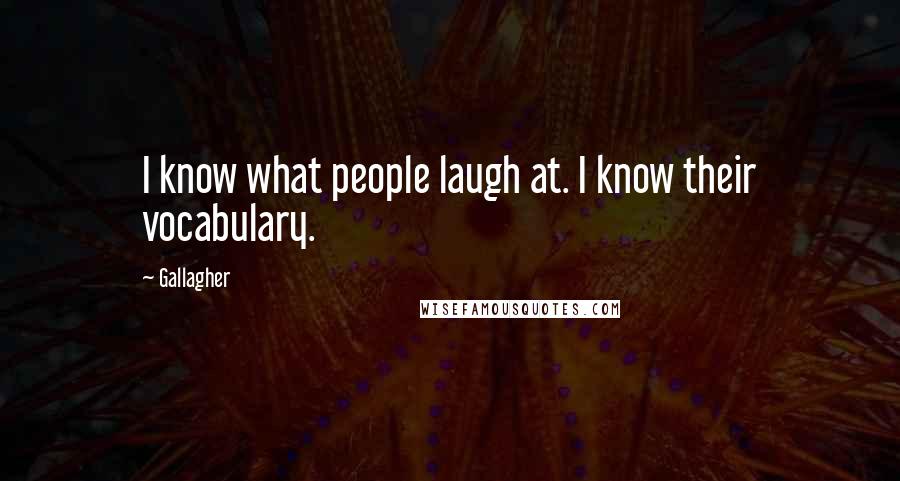 Gallagher Quotes: I know what people laugh at. I know their vocabulary.