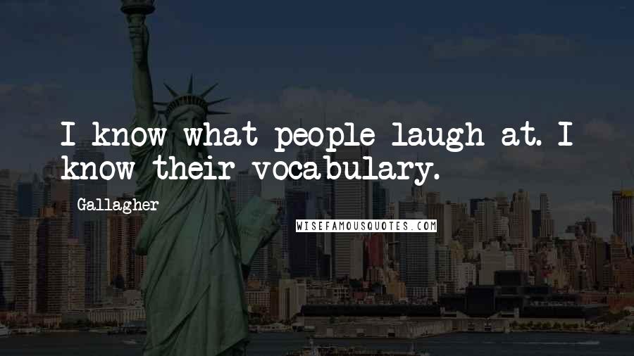 Gallagher Quotes: I know what people laugh at. I know their vocabulary.