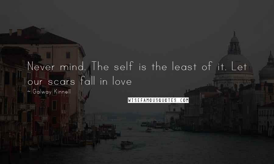 Galway Kinnell Quotes: Never mind. The self is the least of it. Let our scars fall in love