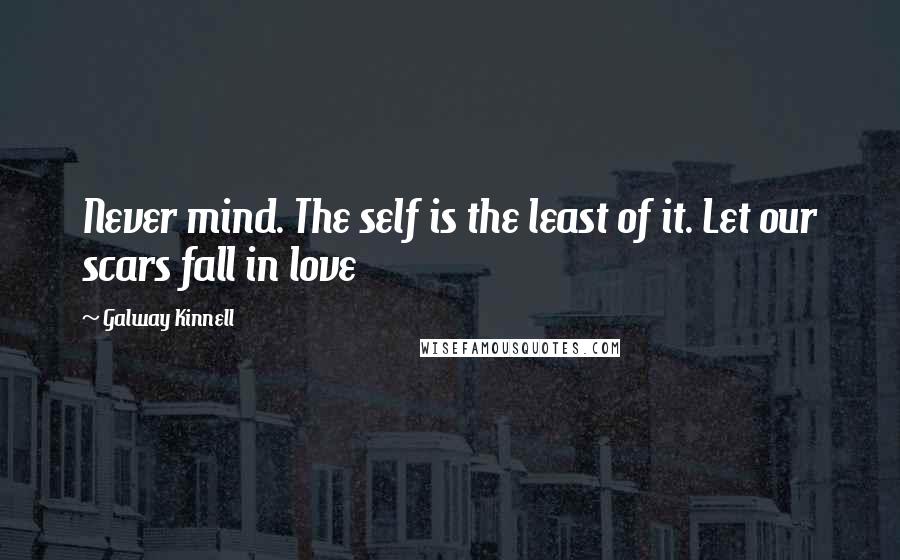 Galway Kinnell Quotes: Never mind. The self is the least of it. Let our scars fall in love