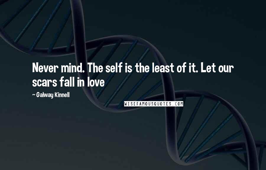 Galway Kinnell Quotes: Never mind. The self is the least of it. Let our scars fall in love