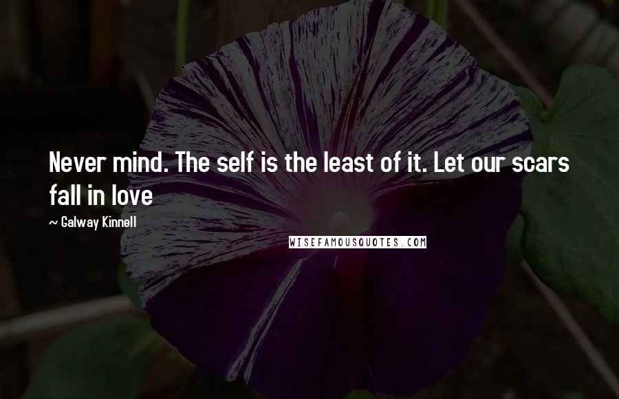 Galway Kinnell Quotes: Never mind. The self is the least of it. Let our scars fall in love