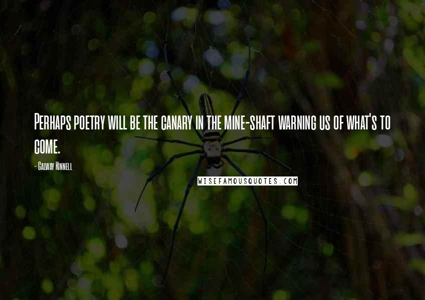 Galway Kinnell Quotes: Perhaps poetry will be the canary in the mine-shaft warning us of what's to come.